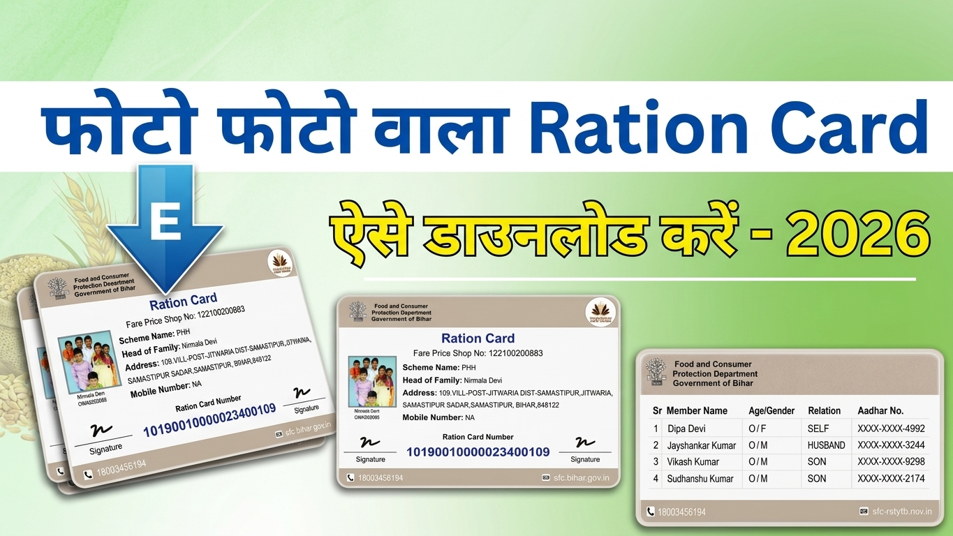 फोटो वाला राशन कार्ड डाउनलोड कैसे करें ऑनलाइन? घर बैठे PDF डाउनलोड करें (2026)