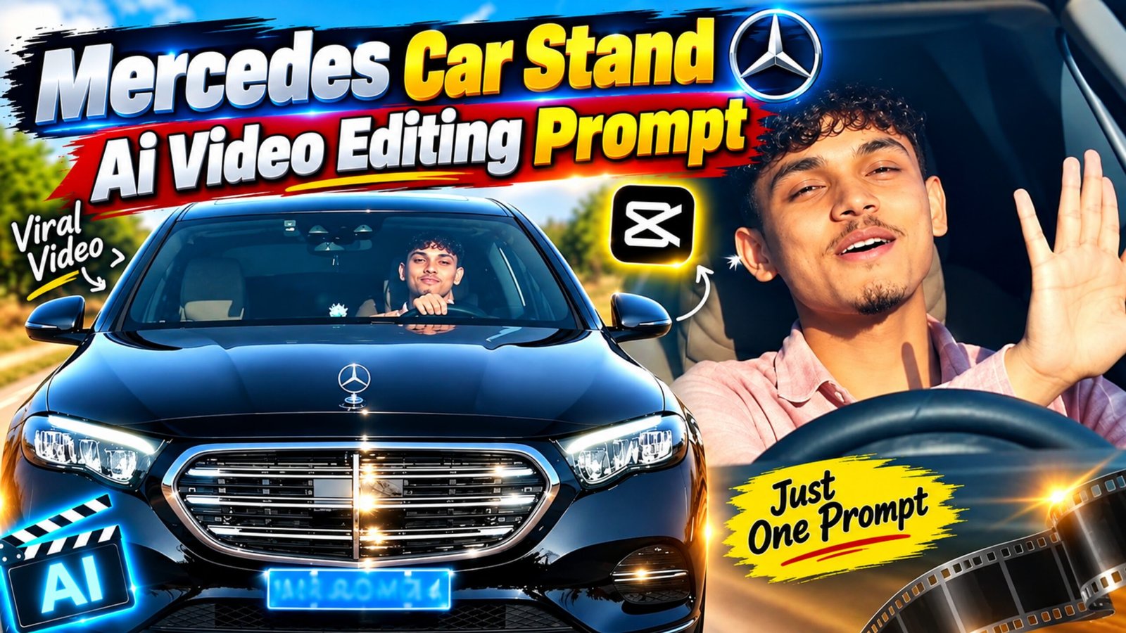 Mercedes Car Stand AI Video Editing Prompt
